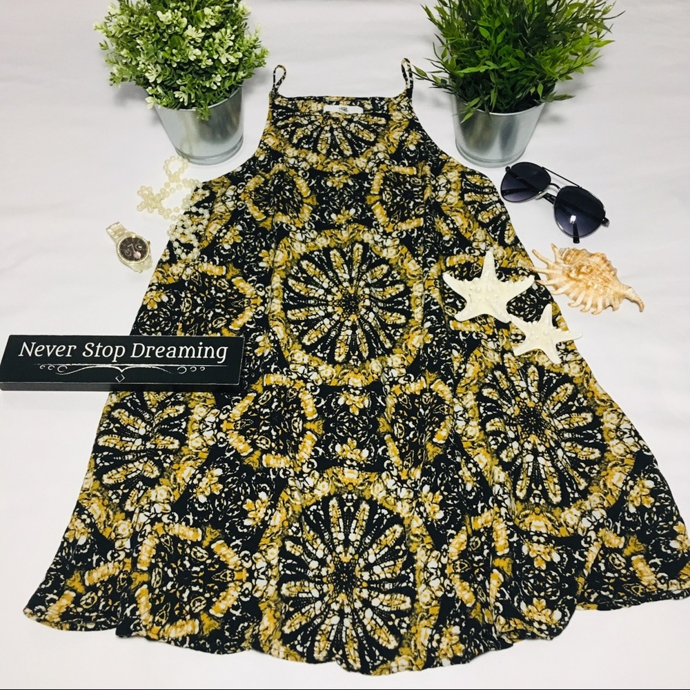 VANS YELLOW AND BLACK ABSTRACT DRESS
